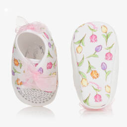 موناليزا-حذاء قطن لون أبيض لمرحلة قبل المشي للمولودات | Childrensalon Outlet