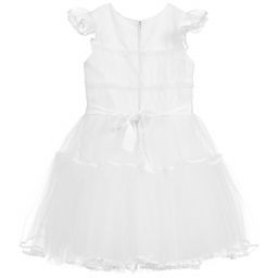 Monnalisa Chic-Girls White Tulle Dress | Childrensalon Outlet