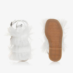 Monnalisa-Белые сандалии с рюшами из тюля для девочек | Childrensalon Outlet