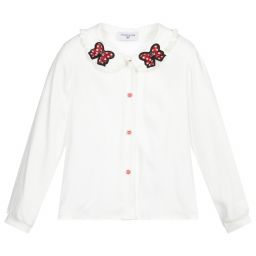 Monnalisa-Girls White Viscose Blouse | Childrensalon Outlet