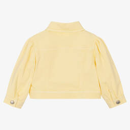 Monnalisa-Girls Yellow Cotton Embroidered Jacket | Childrensalon Outlet