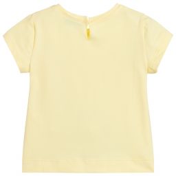 Monnalisa-Girls Yellow Cotton T-Shirt | Childrensalon Outlet