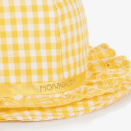 Monnalisa-Girls Yellow Gingham Hat | Childrensalon Outlet