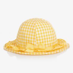 Monnalisa-Girls Yellow Gingham Hat | Childrensalon Outlet
