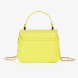 Monnalisa-Girls Yellow Leather Bow Handbag (21cm)  | Childrensalon Outlet
