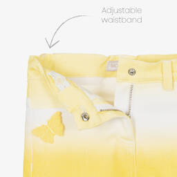 Monnalisa-Girls Yellow Ombré Denim Shorts | Childrensalon Outlet