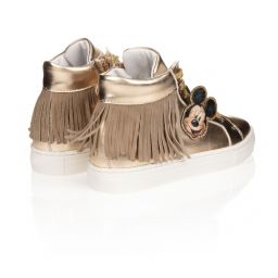 Monnalisa-Gold Mickey Mouse Trainers | Childrensalon Outlet