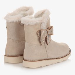 موناليزا-بوت جلد شامواه لون بيج ذهبي للبنات | Childrensalon Outlet