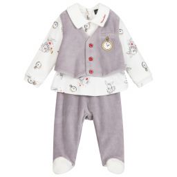 Monnalisa-Grey 2 Piece Babygrow | Childrensalon Outlet