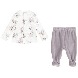 Monnalisa-Grey 2 Piece Babygrow | Childrensalon Outlet