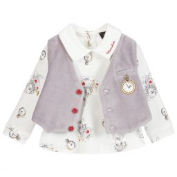 Monnalisa-Grey 2 Piece Babygrow | Childrensalon Outlet
