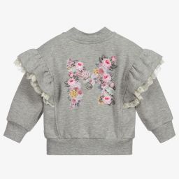 Monnalisa-Grey Cotton Zip-up Top | Childrensalon Outlet