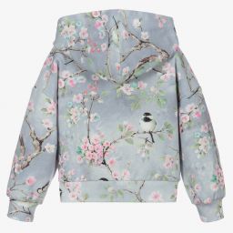 Monnalisa-Grey Floral Cotton Zip-Up Top | Childrensalon Outlet