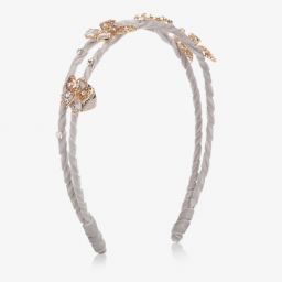 موناليزا-طوق للشعر لون رمادي مزين بفراشات ذهبية للبنات | Childrensalon Outlet