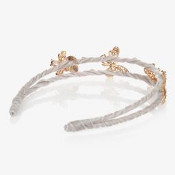 موناليزا-طوق للشعر لون رمادي مزين بفراشات ذهبية للبنات | Childrensalon Outlet