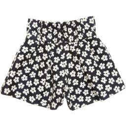 Monnalisa Шик-High-Waisted Navy Blue & White Flower Shorts | Childrensalon Outlet