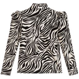 Monnalisa-Ivory & Black Zebra Print Top | Childrensalon Outlet