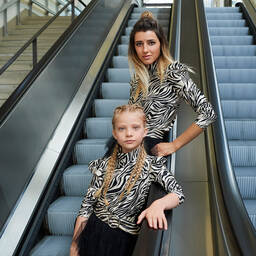 Monnalisa-Ivory & Black Zebra Print Top | Childrensalon Outlet