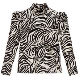 Monnalisa-Ivory & Black Zebra Print Top | Childrensalon Outlet