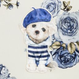 Monnalisa-Ivory & Blue Floral Dress | Childrensalon Outlet