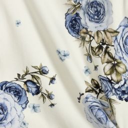 Monnalisa-Ivory & Blue Floral Dress | Childrensalon Outlet