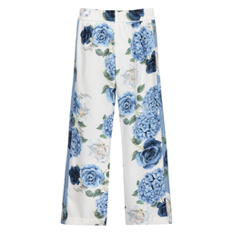 Monnalisa Chic-Ivory & Blue Floral Trousers | Childrensalon Outlet