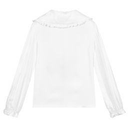 Monnalisa-Ivory Bow Collar Blouse | Childrensalon Outlet