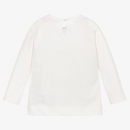 Monnalisa-توب أطفال بناتي قطن لون عاجي | Childrensalon Outlet