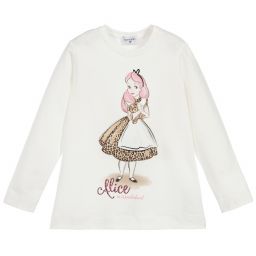 Monnalisa-Ivory Cotton Disney Top | Childrensalon Outlet