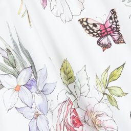 Monnalisa-بلوز قطن بوبلين لون عاجي بطبعة ملونة | Childrensalon Outlet