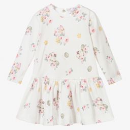 Monnalisa-Ivory Cotton Jersey Dress | Childrensalon Outlet