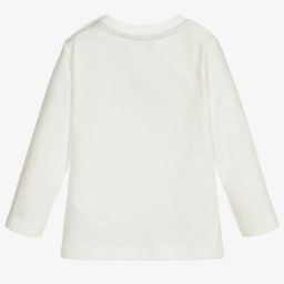 Monnalisa-Ivory Cotton Jersey Top | Childrensalon Outlet
