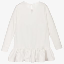 Monnalisa-Ivory Cotton Jersey Tunic Top | Childrensalon Outlet