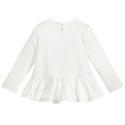 Monnalisa-توب أطفال بناتي قطن جيرسي لون عاجي | Childrensalon Outlet