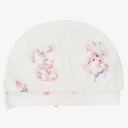 Monnalisa-Кремовая хлопковая шапочка с медвежатами для малышей | Childrensalon Outlet