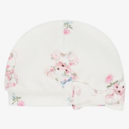 Monnalisa-Кремовая хлопковая шапочка с медвежатами для малышей | Childrensalon Outlet