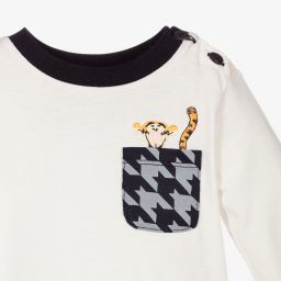 Monnalisa-Ivory Cotton Tiger Baby Top  | Childrensalon Outlet