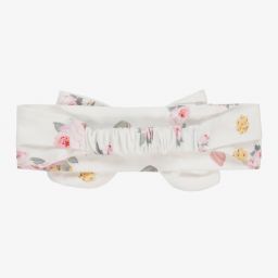 Monnalisa-Ivory Floral Bow Headband | Childrensalon Outlet