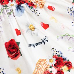 Monnalisa-Ivory Floral Cotton Dress | Childrensalon Outlet