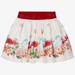 موناليزا-تنورة فيسكوز جيرسي لون عاجي بطبعة ورود | Childrensalon Outlet