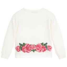 Monnalisa-Вязаный кардиган цвета слоновой кости для малышей | Childrensalon Outlet