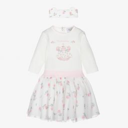 Monnalisa-Кремово-розовый комплект с юбкой для малышей | Childrensalon Outlet