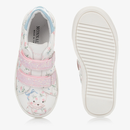 Monnalisa-Ivory & Pink Floral Trainers | Childrensalon Outlet