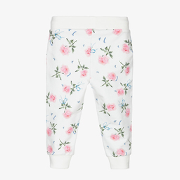 Monnalisa-Ivory & Pink Rose Joggers  | Childrensalon Outlet