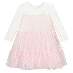 Monnalisa-Ivory & Pink Tulle Skirt Dress | Childrensalon Outlet