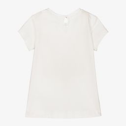Monnalisa-Ivory Rose Teddy T-Shirt  | Childrensalon Outlet