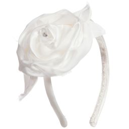 Monnalisa Chic-Ivory Silk Rose Hairband | Childrensalon Outlet