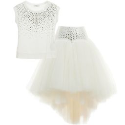 Monnalisa Шик-Ivory Skirt and Top Set | Childrensalon Outlet