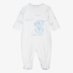 Monnalisa-Ivory Teddy & Clouds Babygrow  | Childrensalon Outlet