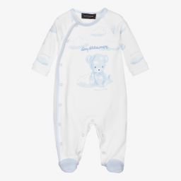 Monnalisa-Ivory Teddy & Clouds Babygrow  | Childrensalon Outlet